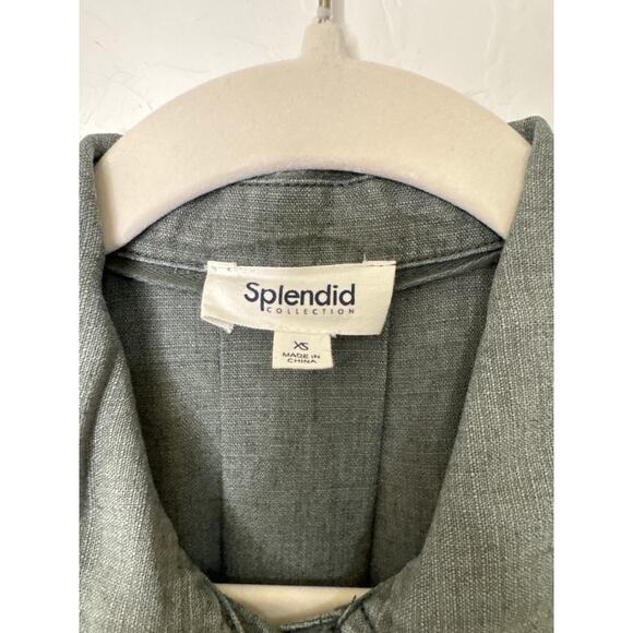 Splendid Breck Utility Jacket Soft Green Linen Blend XS Cropped Lightweight - Picture 4 of 10